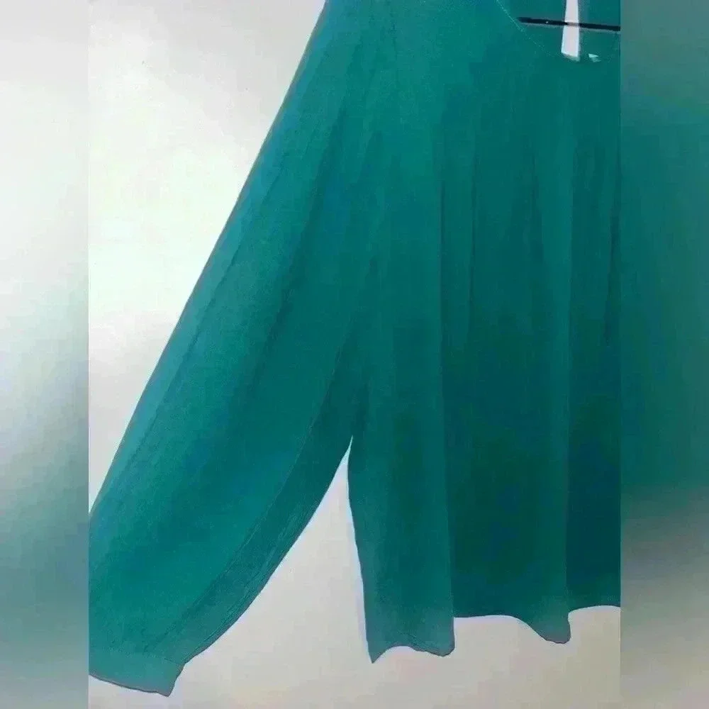 J crew pleated sleeve top academic green